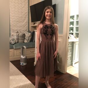 WEISSMAN Size Adult Small Brown with Black Design Lyricalal Dance Dress